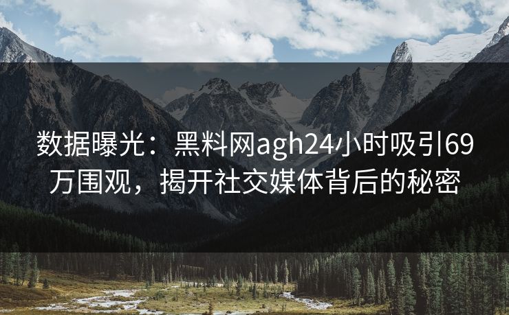 数据曝光：黑料网agh24小时吸引69万围观，揭开社交媒体背后的秘密