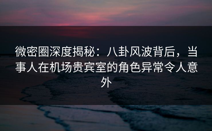 微密圈深度揭秘：八卦风波背后，当事人在机场贵宾室的角色异常令人意外