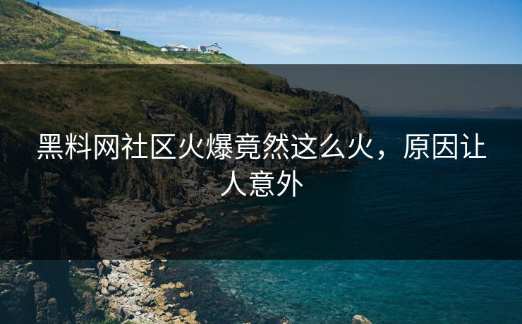 黑料网社区火爆竟然这么火，原因让人意外