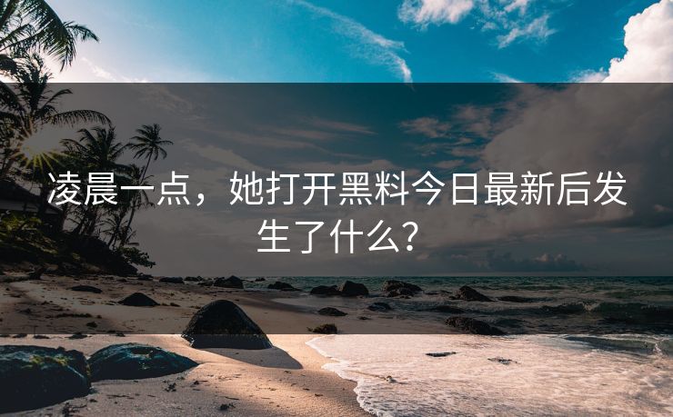 凌晨一点,她打开黑料今日最新后发生了什么?
