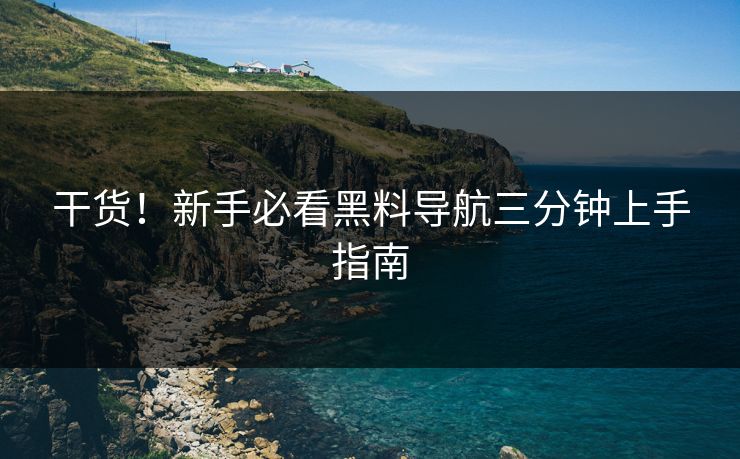 干货!新手必看黑料导航三分钟上手指南