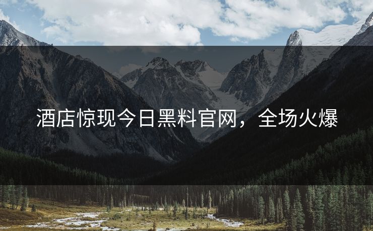 酒店惊现今日黑料官网，全场火爆