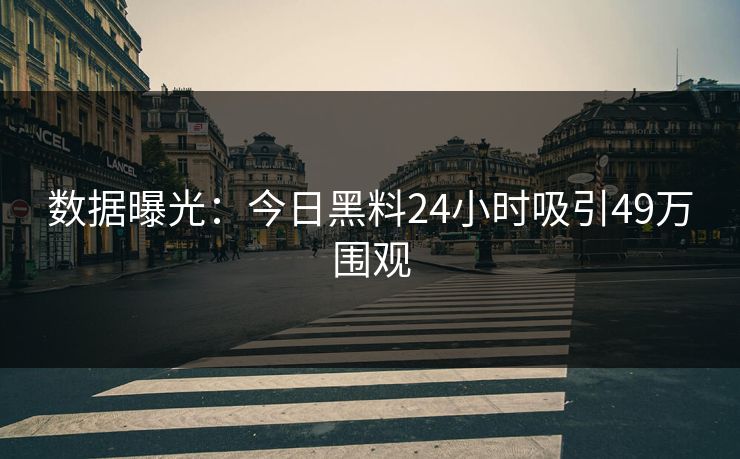 数据曝光：今日黑料24小时吸引49万围观