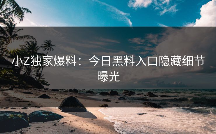 小Z独家爆料：今日黑料入口隐藏细节曝光