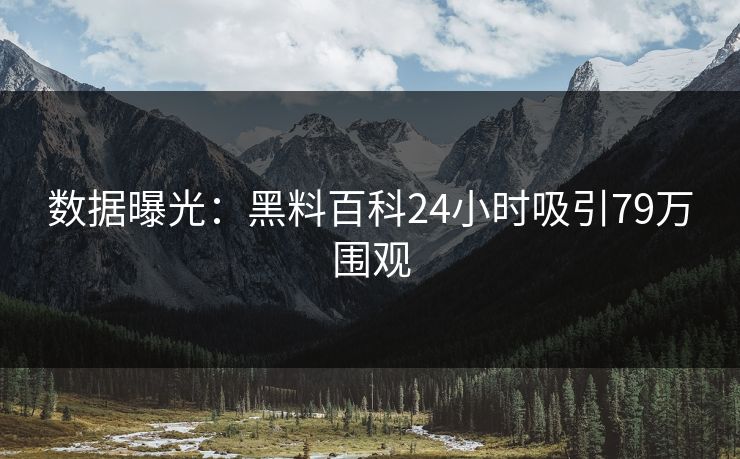 数据曝光：黑料百科24小时吸引79万围观