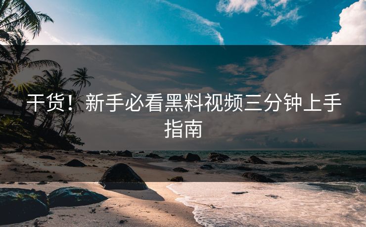 干货！新手必看黑料视频三分钟上手指南