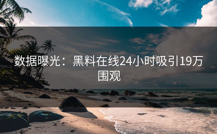 数据曝光：黑料在线24小时吸引19万围观