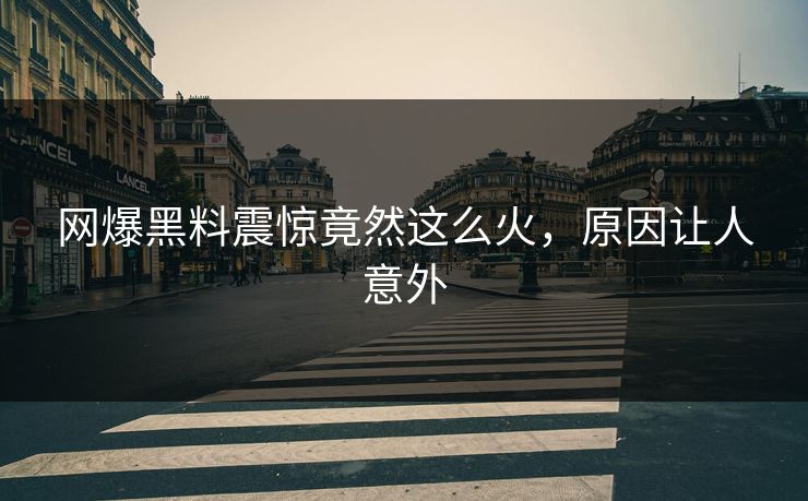 网爆黑料震惊竟然这么火，原因让人意外