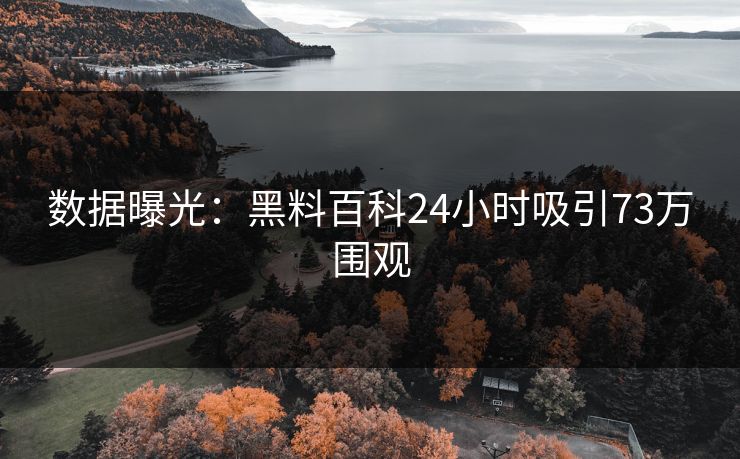数据曝光：黑料百科24小时吸引73万围观