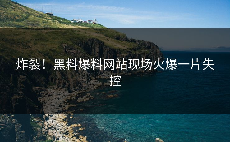 炸裂！黑料爆料网站现场火爆一片失控