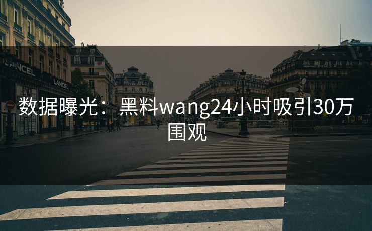 数据曝光：黑料wang24小时吸引30万围观