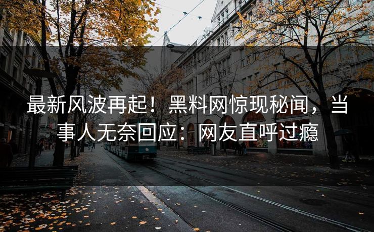 最新风波再起！黑料网惊现秘闻，当事人无奈回应：网友直呼过瘾