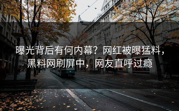 曝光背后有何内幕？网红被曝猛料，黑料网刷屏中，网友直呼过瘾