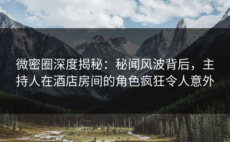 微密圈深度揭秘：秘闻风波背后，主持人在酒店房间的角色疯狂令人意外