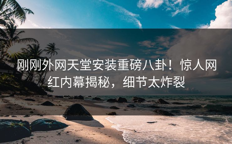 刚刚外网天堂安装重磅八卦！惊人网红内幕揭秘，细节太炸裂