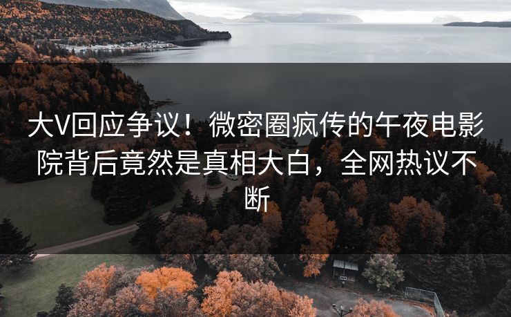 大V回应争议！微密圈疯传的午夜电影院背后竟然是真相大白，全网热议不断