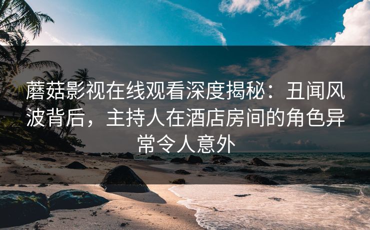 蘑菇影视在线观看深度揭秘：丑闻风波背后，主持人在酒店房间的角色异常令人意外