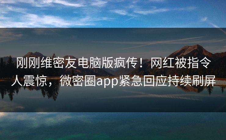 刚刚维密友电脑版疯传！网红被指令人震惊，微密圈app紧急回应持续刷屏